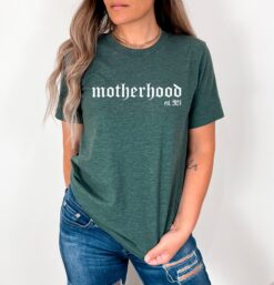 motherhood established 2024 shirt for new moms cute mom t shirt mothers day gift personalized year shirt hiobo
