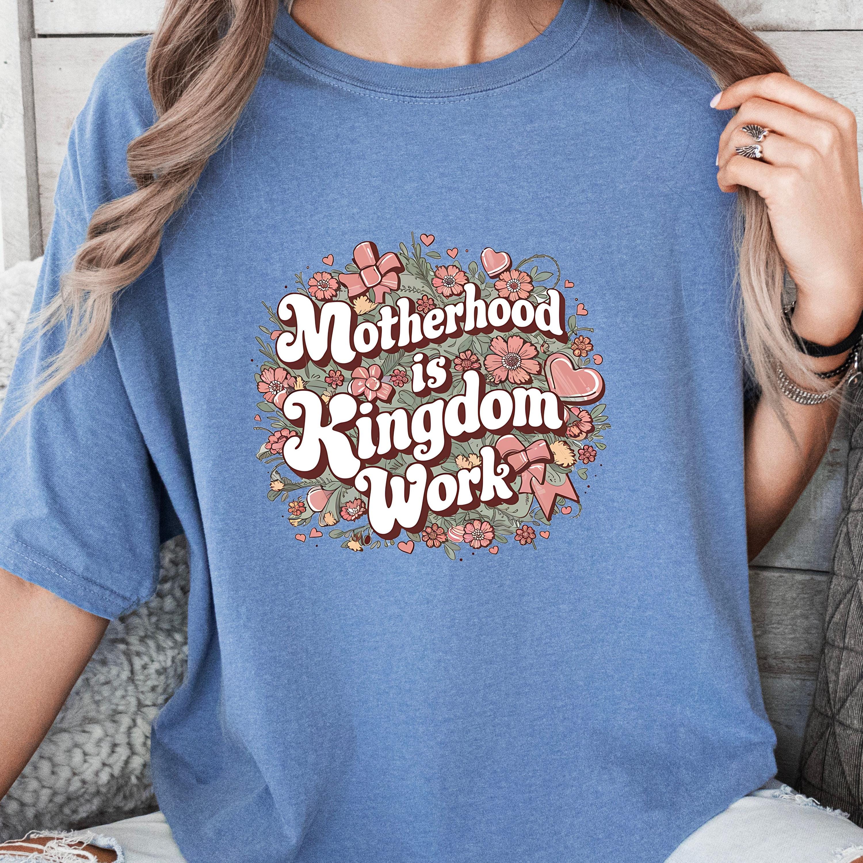 motherhood is kingdom work shirt for moms floral christian mom shirt ideal for mothers day gifts bwpbl scaled