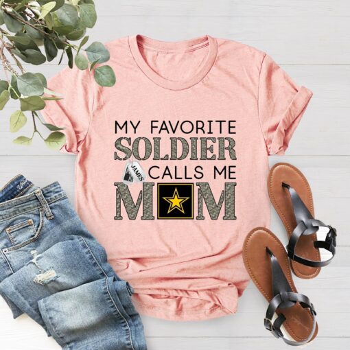 my favorite soldier calls me mom shirt for army moms personalized military family day t shirt adkcr