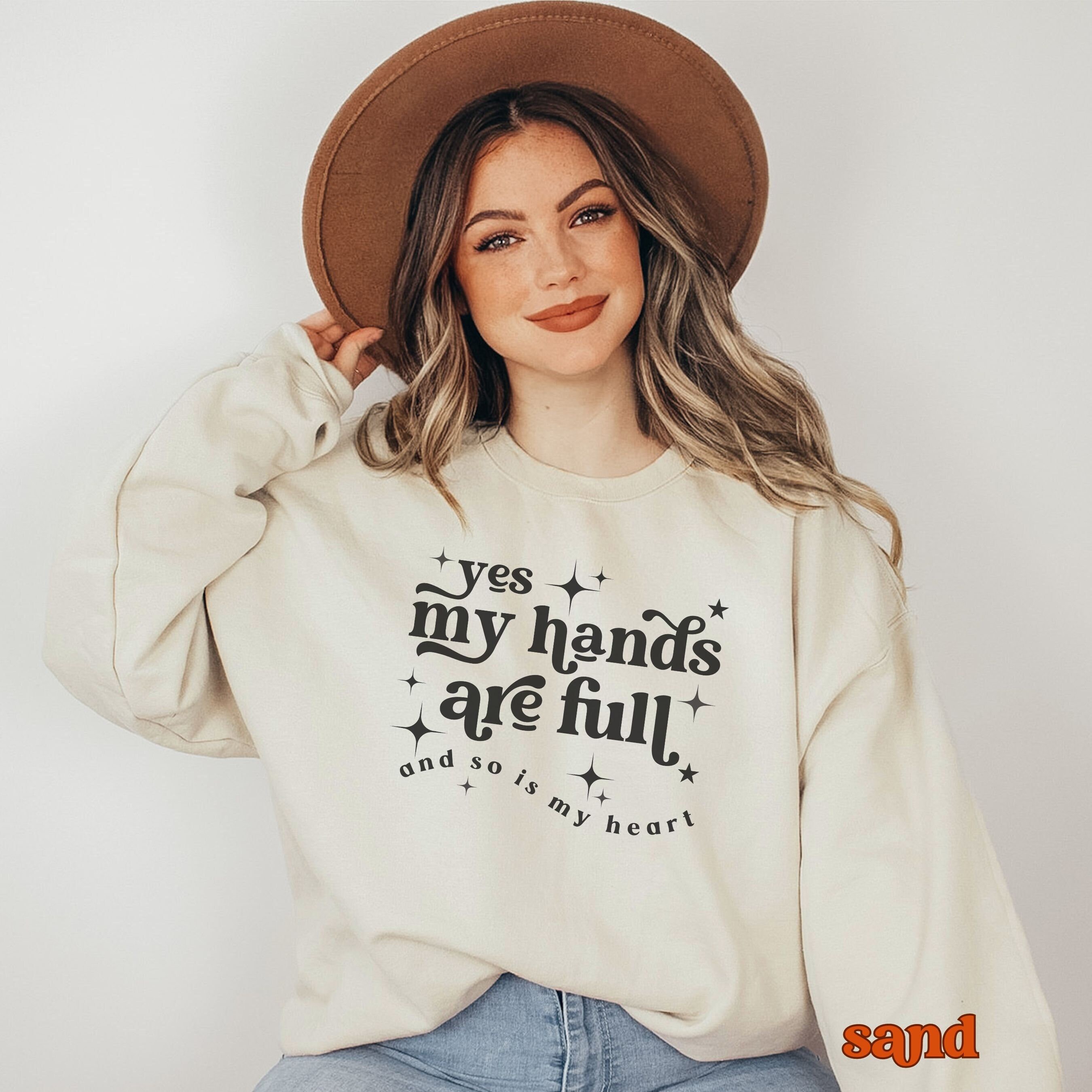 my hands are full mama sweatshirt for mom of multiples crewneck funny mothers day gift for twin moms and busy mamas 44vgj