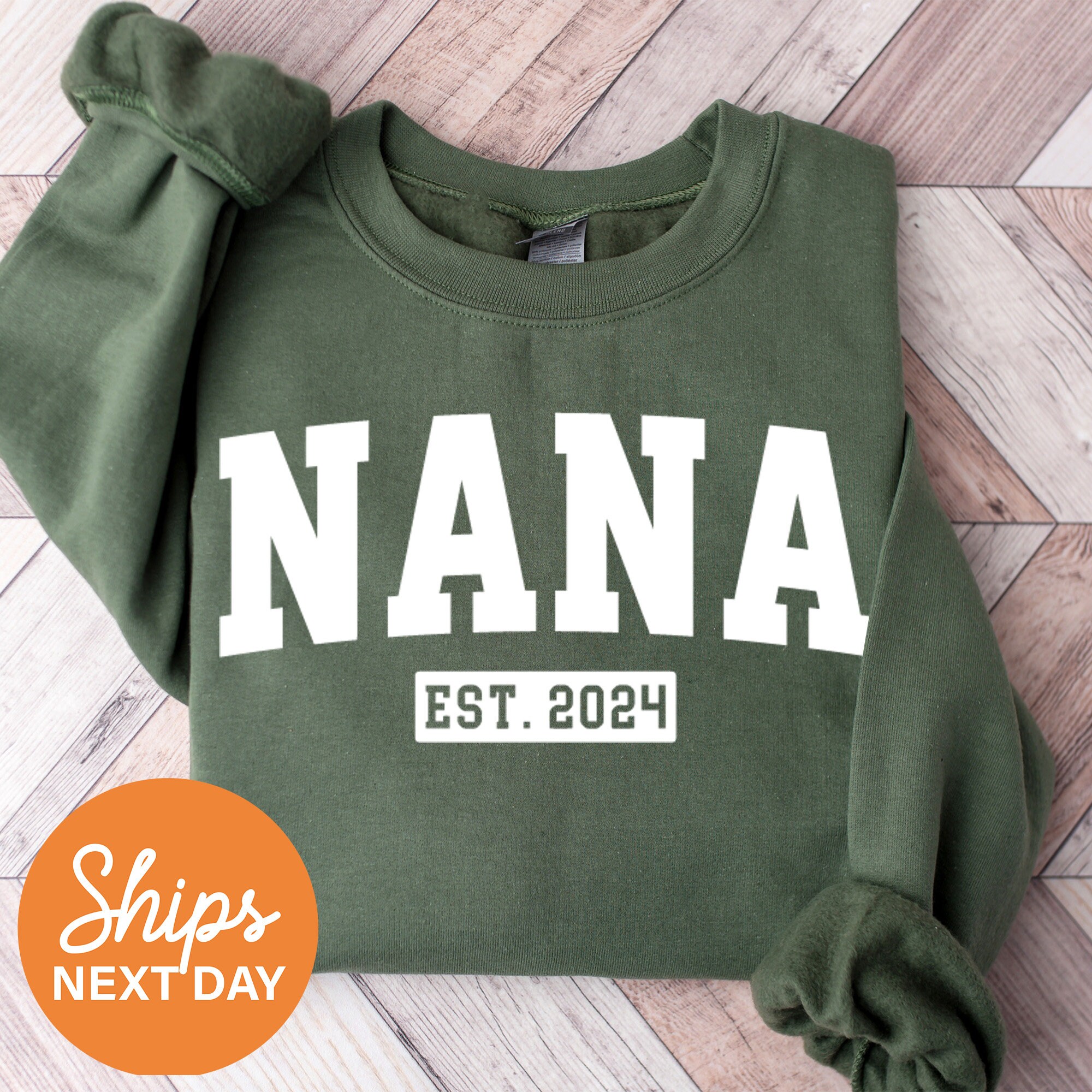 nana est 2024 sweatshirt for new grandmas pregnancy announcement grandma crewneck cute nana shirt unqcu