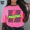 Neon Mama Shirt Retro Checkered Tee with Lightning Bolt Design Cute Mom Life T-Shirt Ideal for Mothers Day Gifts