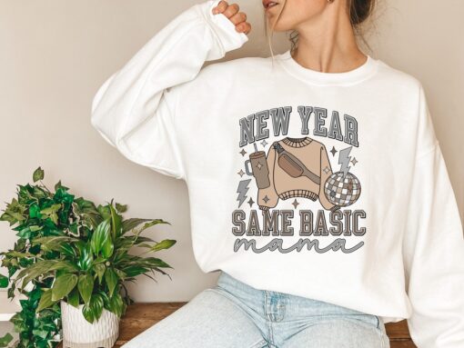 new year same basic mama shirt 2024 trendy mom life tee funny mom shirt gift for moms personalized tumbler and fanny pack cteqz scaled
