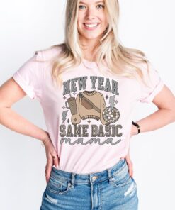 new year same basic mama shirt 2024 trendy mom life tee funny mom shirt gift for moms personalized tumbler and fanny pack x0e7d