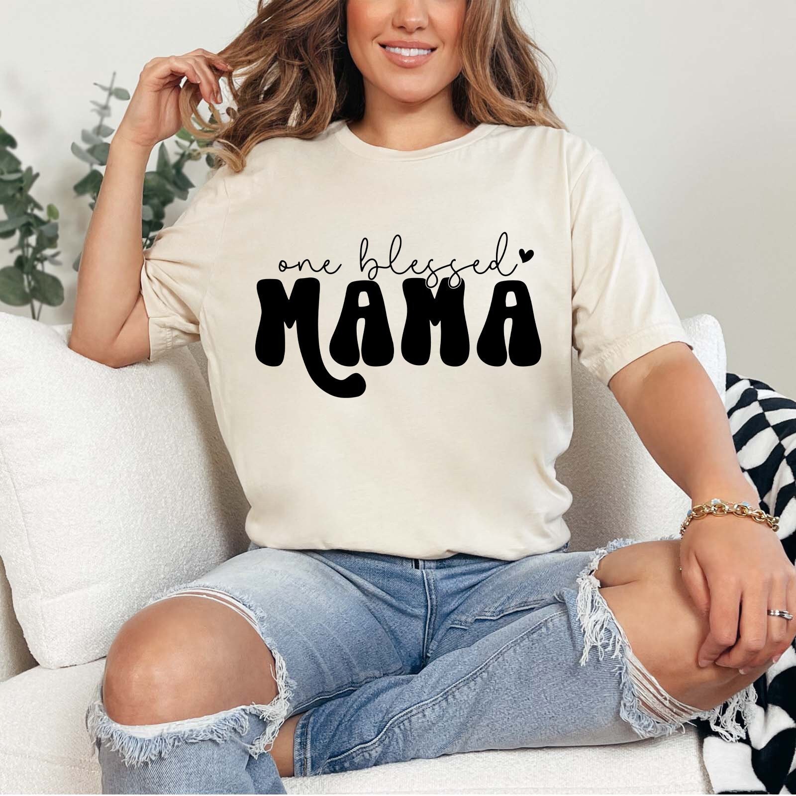 one blessed mama shirt cute mom shirt for moms to be religious mothers day gift blessed mom life t shirt pufle