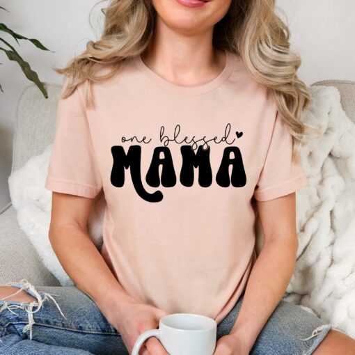 one blessed mama shirt cute mom shirt for moms to be religious mothers day gift blessed mom life t shirt