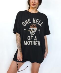 one hell of a mother graphic tee shirt for women vintage mom life shirt trendy badass mama gift cute mom t shirt u8war