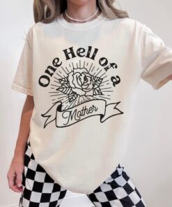 one hell of a mother t shirt for women vintage retro badass mom shirt cute mama life tee best mom ever gift dvq5q