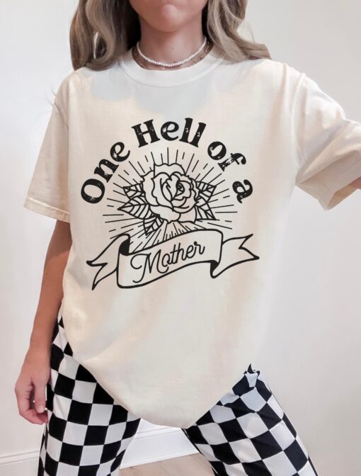 one hell of a mother t shirt for women vintage retro badass mom shirt cute mama life tee best mom ever gift dvq5q