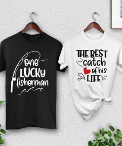 one lucky fisherman shirt best catch of his life couples matching t shirt honeymoon wedding tee for fishing lovers vtbau