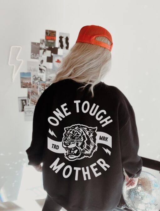 one tough mother graphic sweatshirt hoodie for women trendy retro edgy mom life apparel best mom ever gift cblah