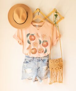 orange fruit t shirt for citrus lovers summer aesthetic cottagecore clothing spring oranges tee unique fruit shirt vcsul