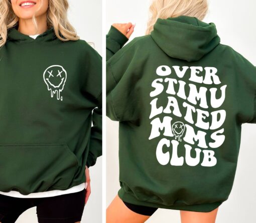 overstimulated moms club hoodie funny mom hoodie cool retro mama sweatshirt best mom life shirt for anxiety relief