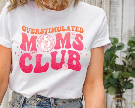 overstimulated moms club shirt funny mom t shirt cute retro mom life tee trendy mothers day shirt for moms wrojr
