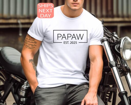 papaw est 2025 shirt for fathers day announcement papa t shirt grandpa tee unique gift for new grandfather yfvop