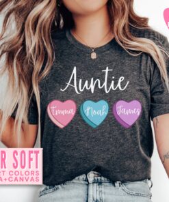 personalized aunt shirt with heart candy niece nephew names pink sweatshirt for valentines day gifts kley8