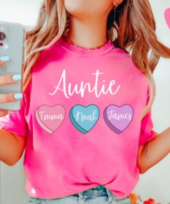 personalized aunt shirt with heart candy niece nephew names pink sweatshirt for valentines day gifts lebfx