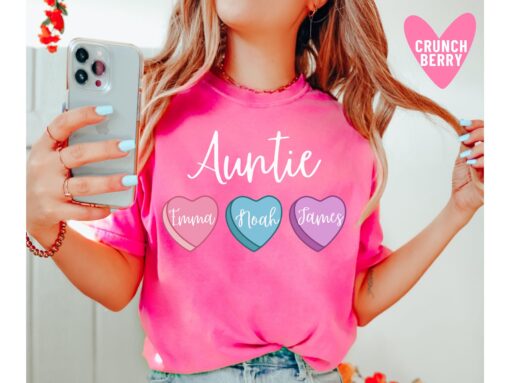 personalized aunt shirt with heart candy niece nephew names pink sweatshirt for valentines day gifts lebfx scaled