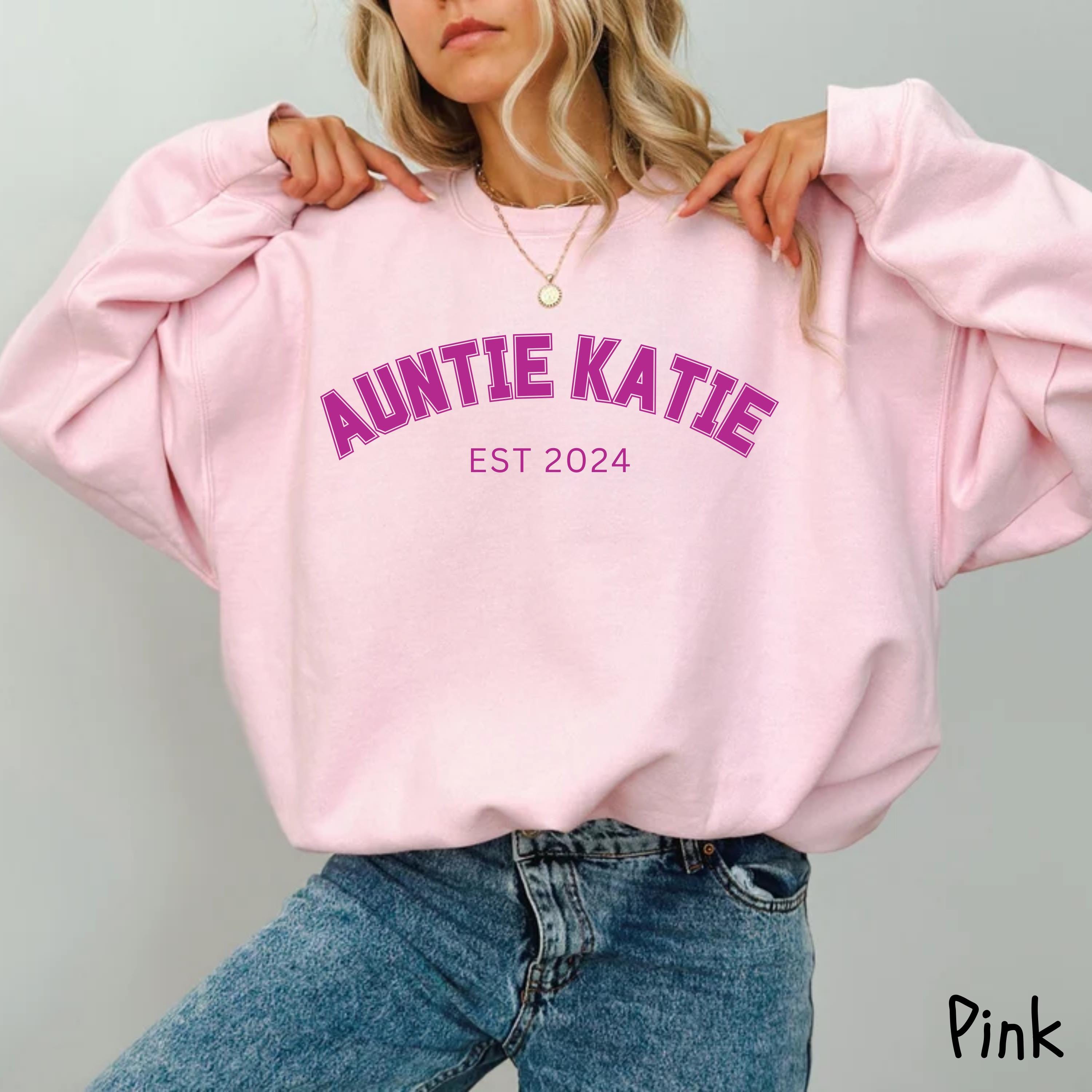 personalized aunt sweatshirt custom aunt name shirt for pregnancy announcement and aunt reveal gifts 5i9y9