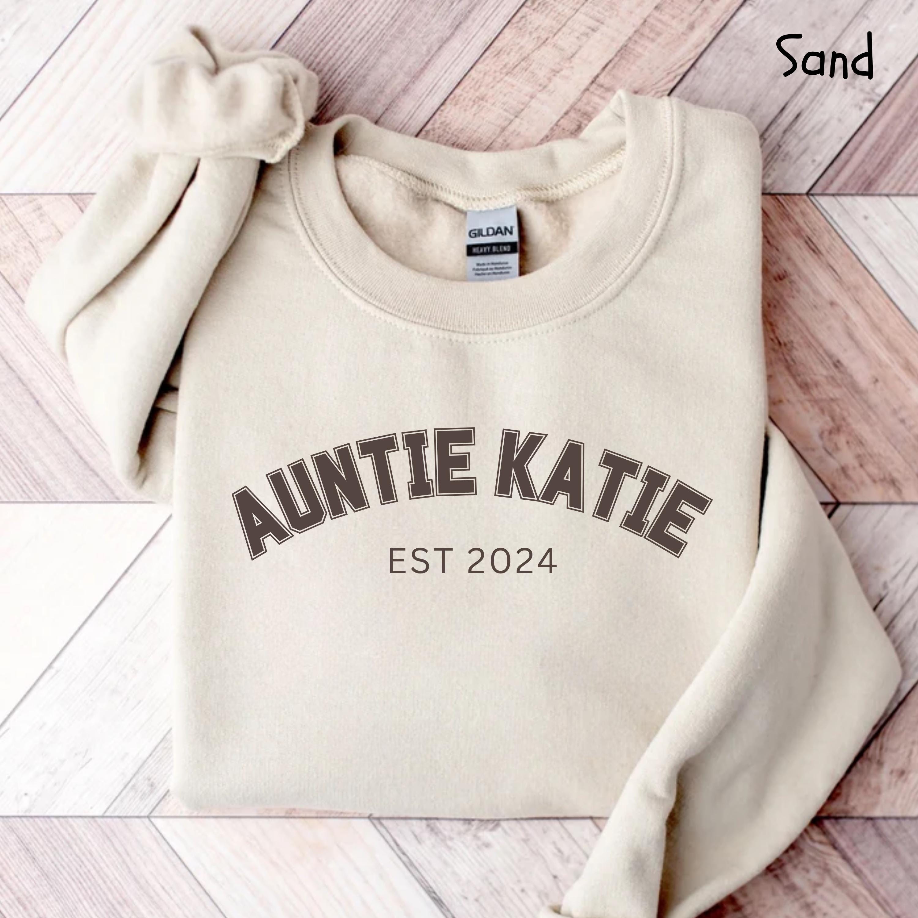 personalized aunt sweatshirt for pregnancy announcement custom aunt name shirt unique aunt reveal gift h3ryj scaled