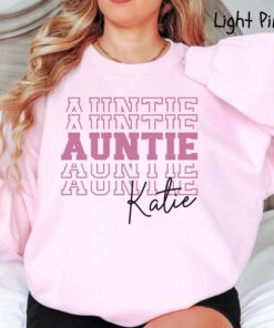 personalized aunt sweatshirt for pregnancy announcement custom aunt name shirt unique aunt reveal gift jt39j