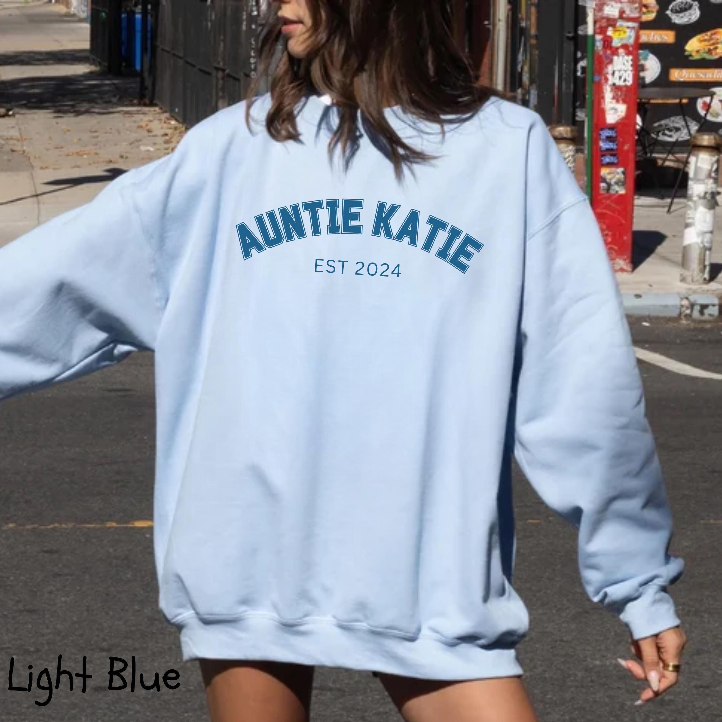 personalized aunt sweatshirt for pregnancy announcement custom aunt name shirt unique aunt reveal gift vapth scaled