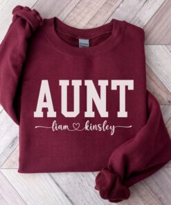 personalized aunt sweatshirt with children names custom aunt sweater unique gift for new aunt pregnancy announcement 6dvcp