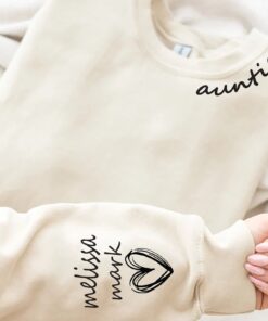 personalized aunt sweatshirt with childrens names on sleeve custom crewneck or hoodie unique gift for auntie rju6h