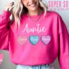 personalized aunt sweatshirt with heart candy and niece nephew names trendy pink valentines day sweater for auntie lphyl scaled