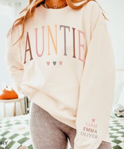 personalized aunt sweatshirt with kids names custom gift for auntie birthday shirt unique auntie sweater 51gmc