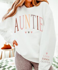 personalized aunt sweatshirt with kids names custom gift for auntie birthday shirt unique auntie sweater x8kgq