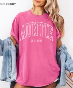 personalized auntie est 2025 t shirt for pregnancy reveal baby announcement cute aunt shirt gifts 1jgzo