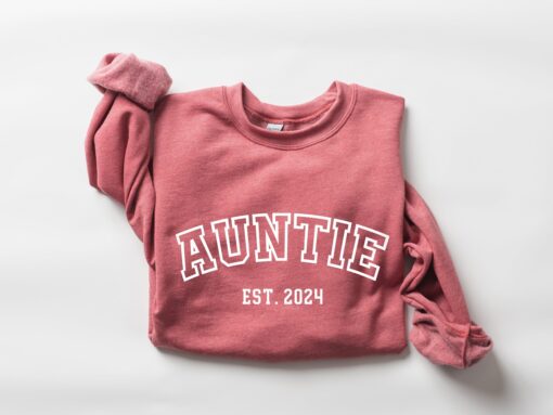 personalized auntie hoodie custom sweatshirt with established date baby announcement outfit for new aunt family gifts pc5xm scaled