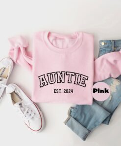 personalized auntie hoodie custom sweatshirt with established date baby announcement outfit for new aunt family gifts zxnu6