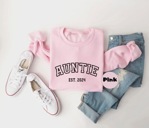 personalized auntie hoodie custom sweatshirt with established date baby announcement outfit for new aunt family gifts zxnu6 scaled
