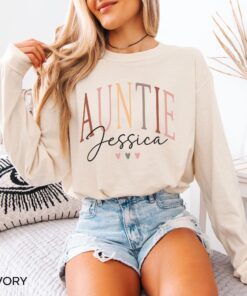 personalized auntie long sleeve t shirt custom gift for aunt pregnancy reveal birthday cute aunt shirt 8mdaz