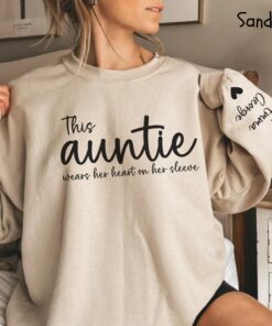 personalized auntie sweatshirt with kids names custom aunt shirt unique gift for cool aunt from nephew lbfhf