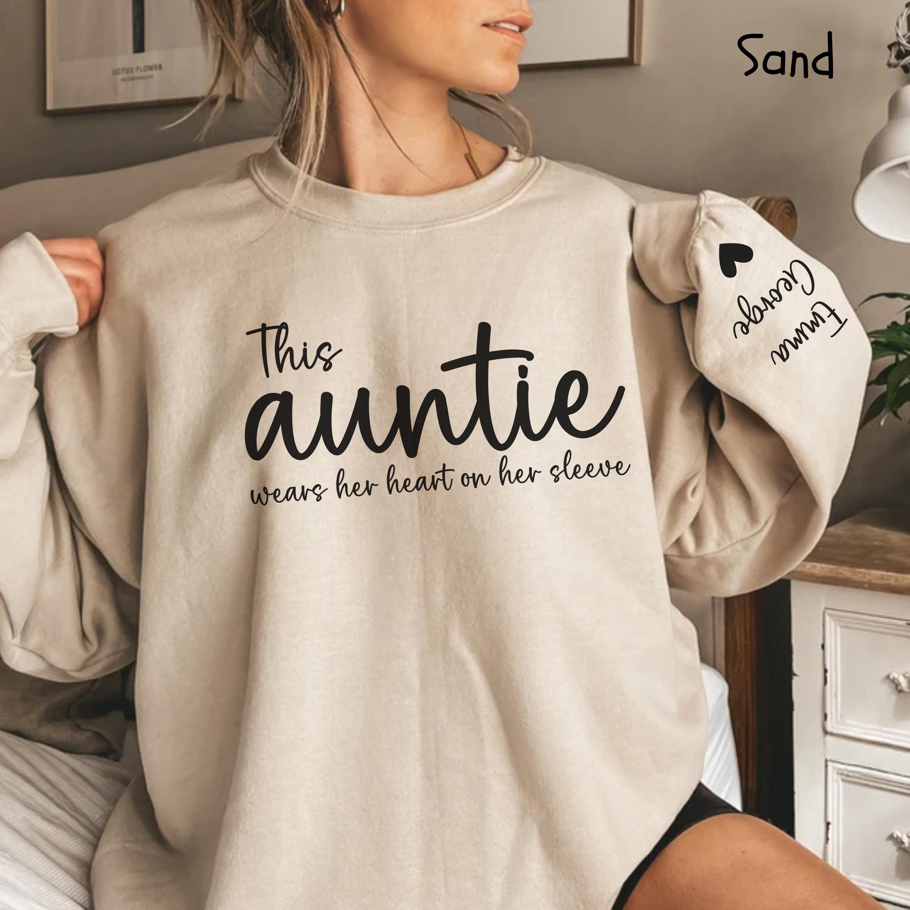 personalized auntie sweatshirt with kids names custom aunt shirt unique gift for cool aunt from nephew lbfhf