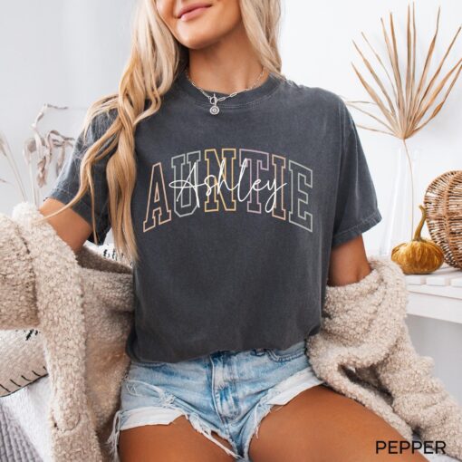 personalized auntie t shirt custom name tee for new aunt unique auntie shirt perfect for aunt gifts