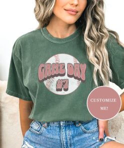 personalized baseball mom shirt with custom jersey number cute graphic tee for game day comfort colors mom life t shirt zaacx