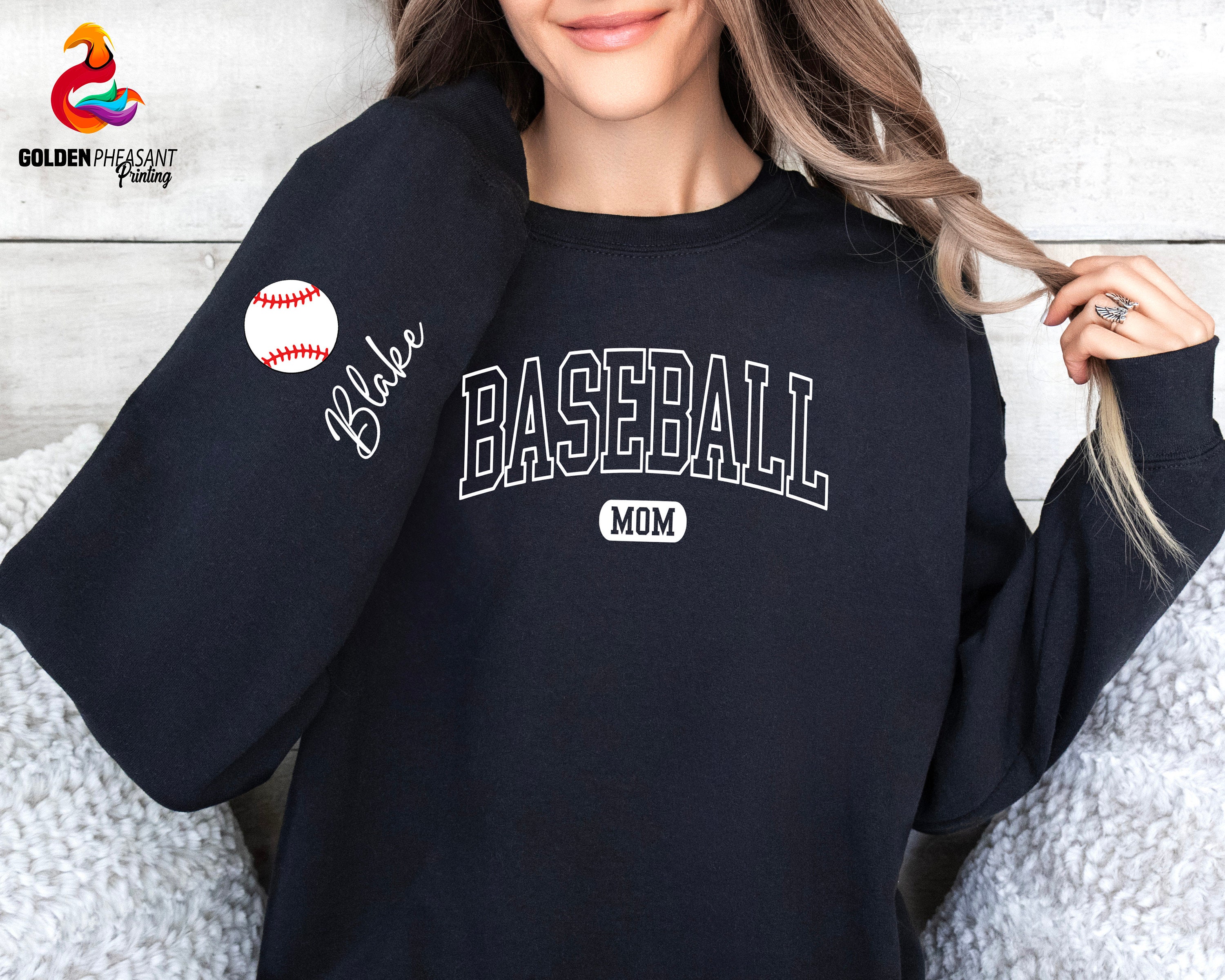 personalized baseball mom sweatshirt with name on sleeve custom crewneck hoodie for game day and mothers day d9srd scaled