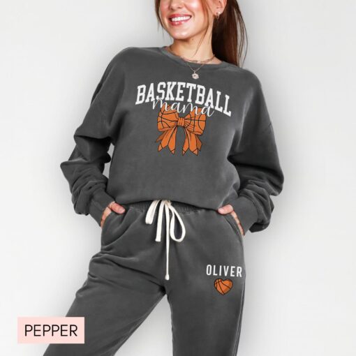 personalized basketball mama sweatshirt and sweatpants sports mom apparel for game day activities