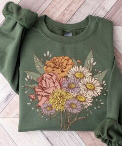 personalized birth flower family bouquet sweatshirt for plant mom custom birth month shirt unique grandma gift g144c