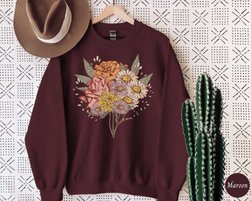 personalized birth flower family bouquet sweatshirt for plant mom custom mothers day shirt cute cottagecore style 0c736