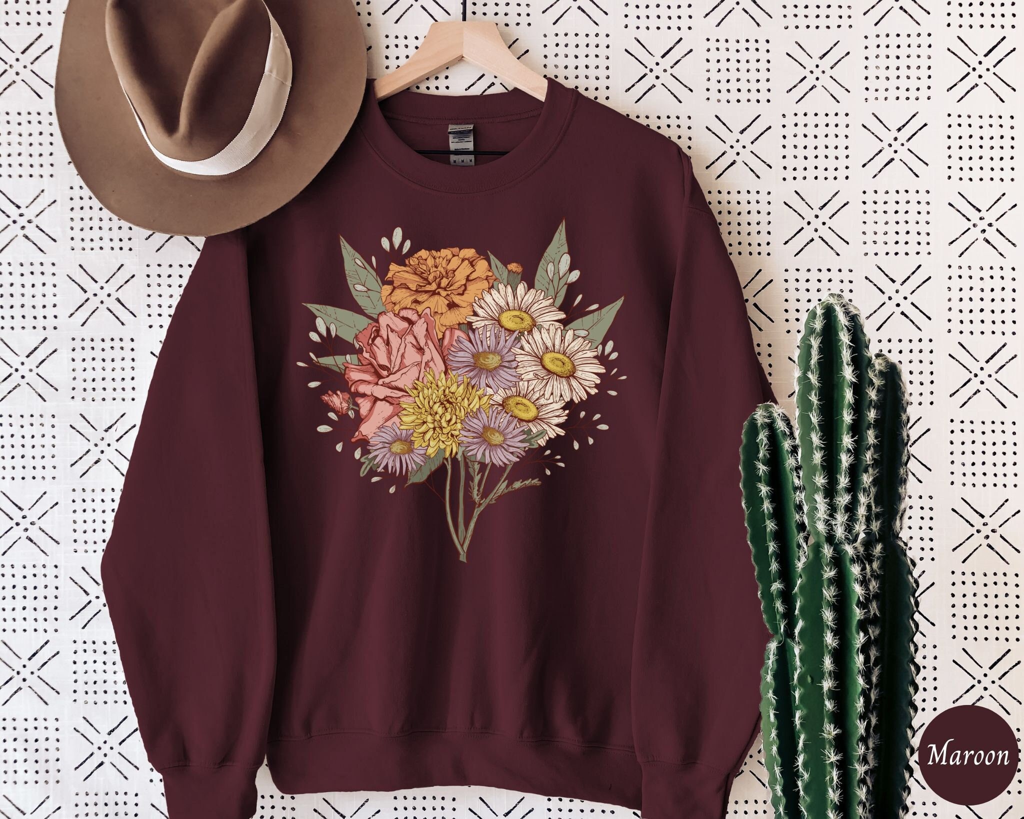 personalized birth flower family bouquet sweatshirt for plant mom custom mothers day shirt cute cottagecore style 0c736