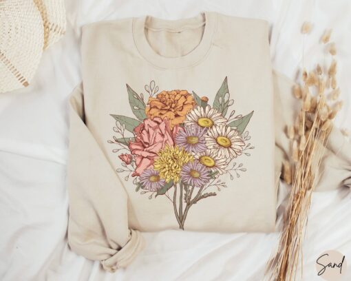 personalized birth flower family bouquet sweatshirt for plant mom unique mothers day shirt custom gift for grandma 3jgvz