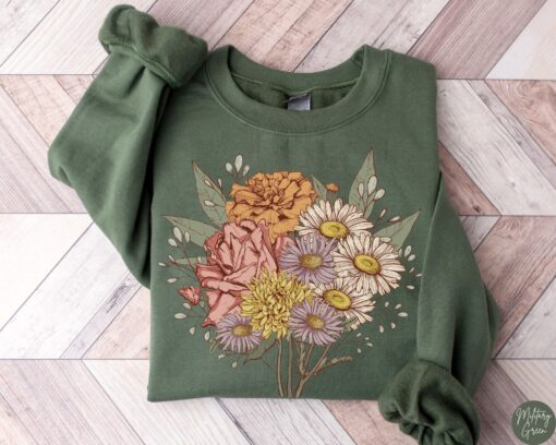 personalized birth flower family sweatshirt for plant mom custom birth month shirt unique mothers day gift for grandma chdc0