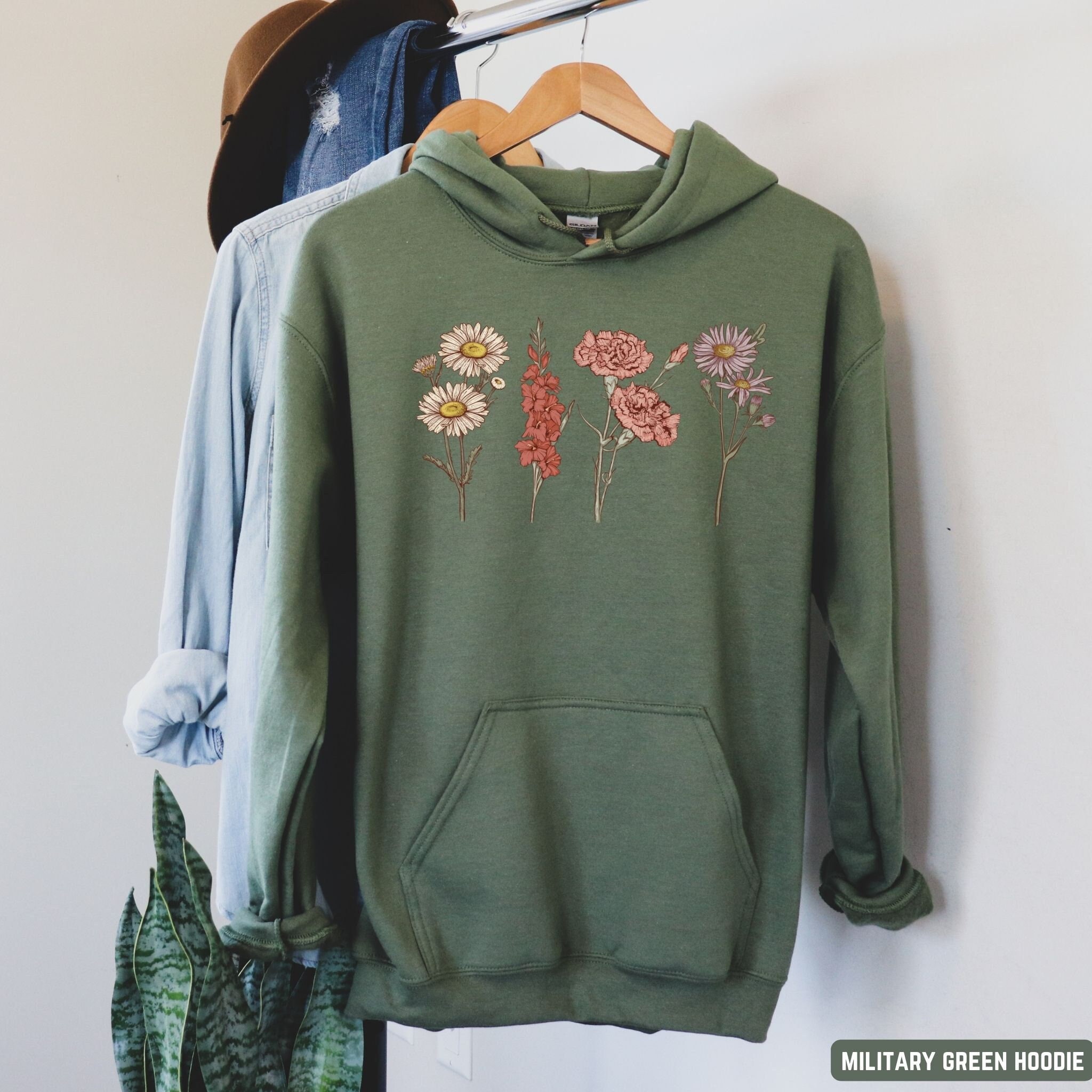 personalized birth month flower hoodie for mom custom mothers day gift plant mom sweatshirt cottagecore style t9ef8