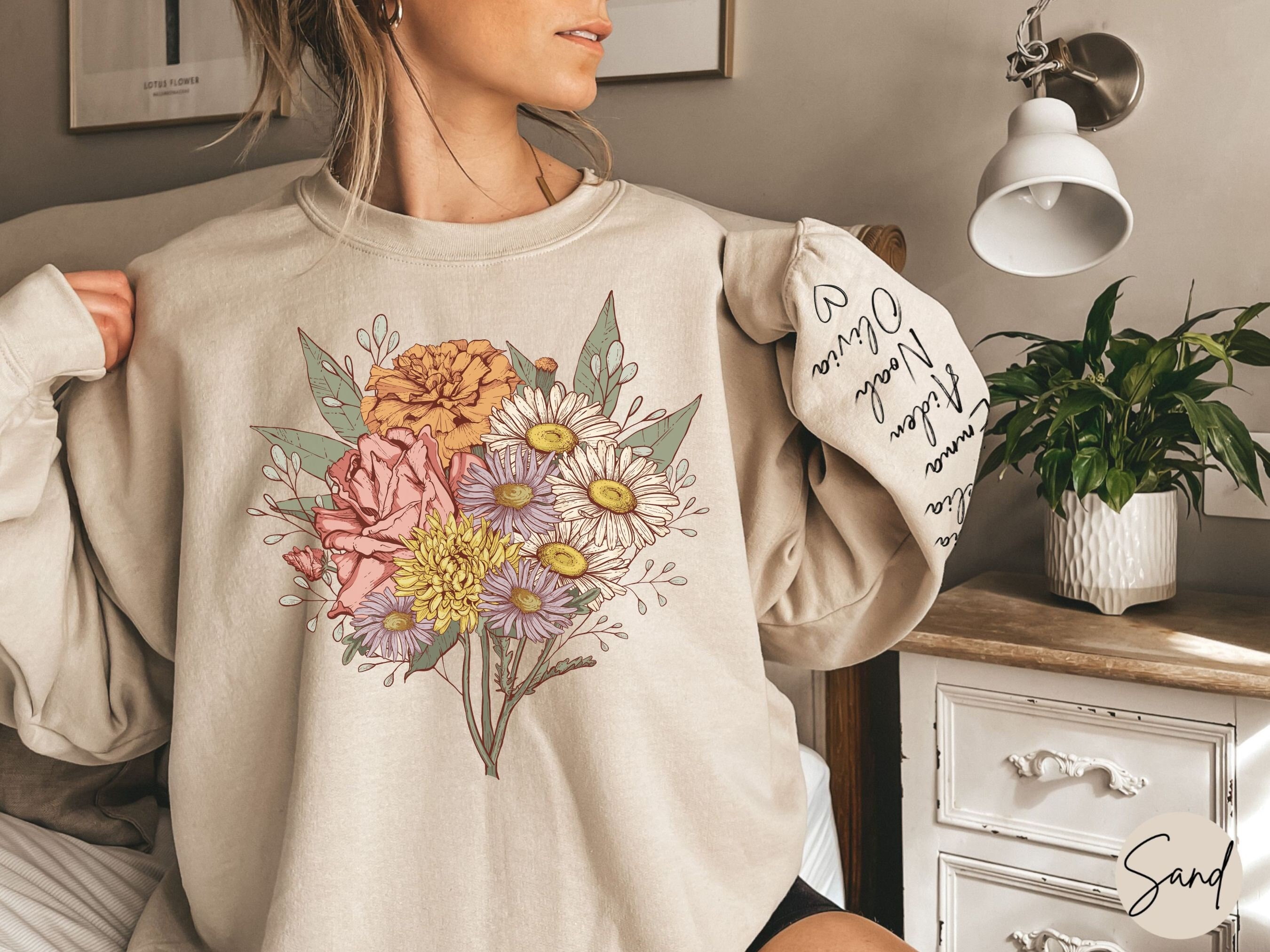 personalized birth month flower sweatshirt for mom and grandma unique mothers day gift plant mama shirt with names 5cx8w scaled