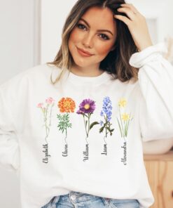 personalized birth month flower sweatshirt for mom with names custom plant mama grandma hoodie mothers day gift t4z4t